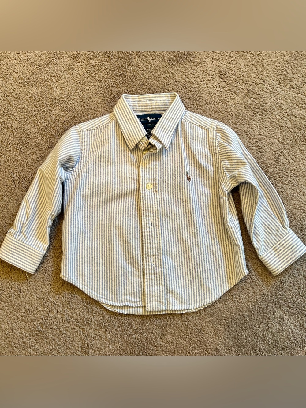 Ralph Lauren Boys Blue & White Striped Button-Down Shirt